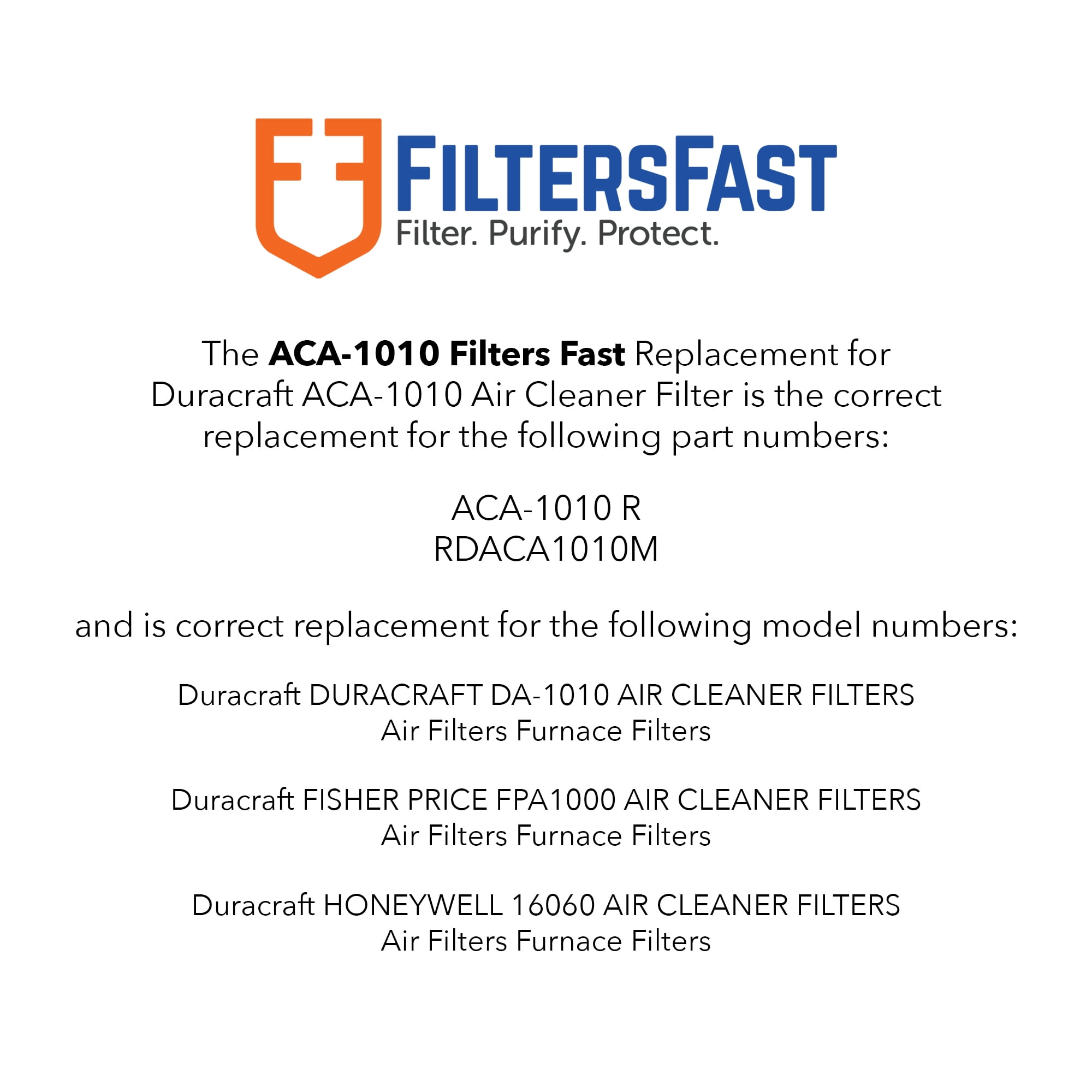 Filters Fast Compatible Replacement for Duracraft ACA-1010 Air Purifier Filter
