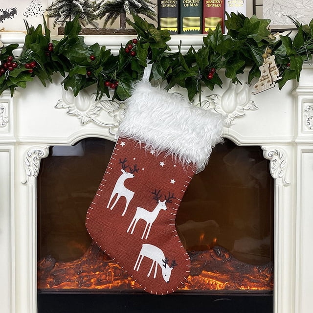 Xihbxyly Calcetín Navideño con Diseño Festivo de Papá Noel y Muñeco de Nieve, Colores Brillantes, Decoración Acogedora para El Hogar, Perfecto para Las Fiestas, 45 Cm de Altura, Artesanía de Alta Cal