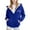 Blue, variant on Girls Hooded Jacket With Zip Up Thermal Printed Playful Black Leisure Outerwear Size 8-9 Years