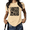 Apricot, variant on Women Black White Moon Floral Graphic Tee Bold Block Print Short Sleeve Round Neck Casual Top