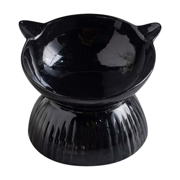 Elevated Cat Bowl Adjustable Black & White Detachable Raised Cat Food Bowl Tilt Standing Vomiting Elevated Pet Bowl Tip Ceramic Raised Cat Bowl Cats & Small Dogs