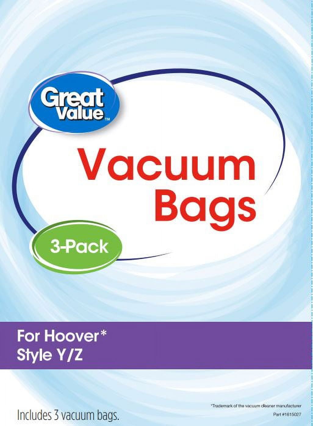 (2 pack) Great Value Hoover Style Y Z Vacuum Bag, 3-pack, 2507