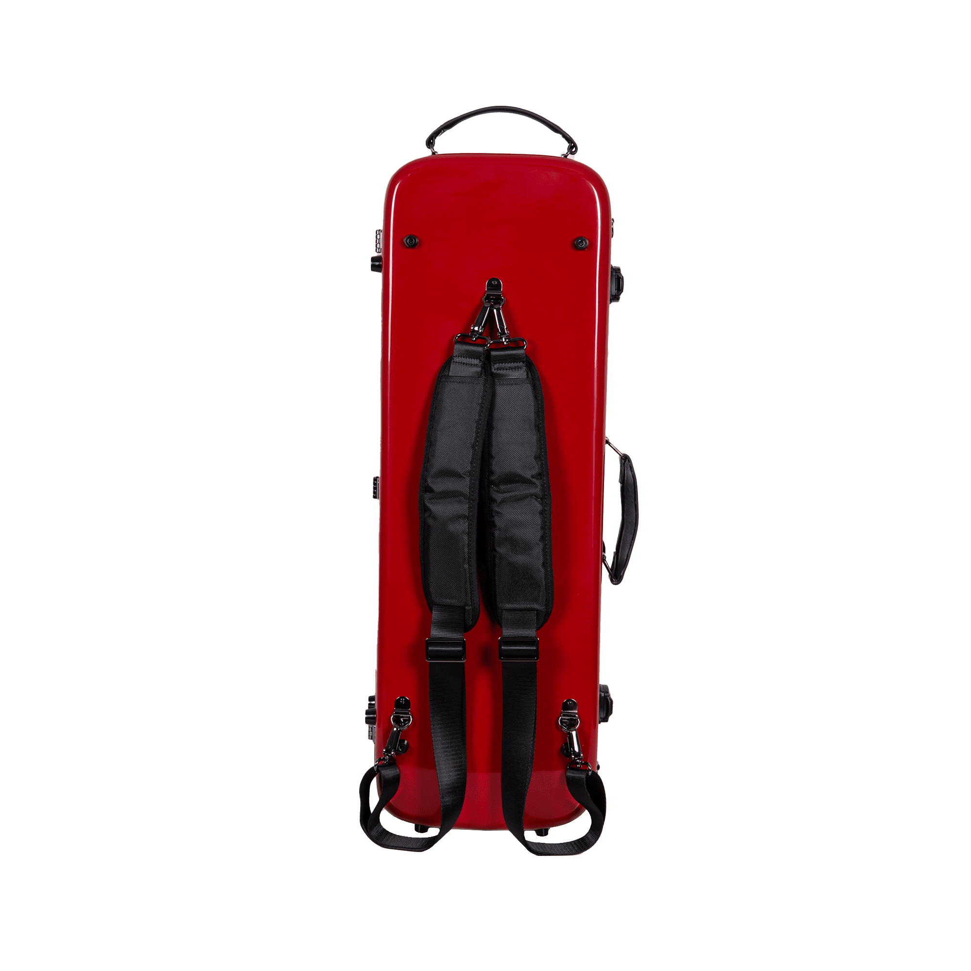 Crossrock Fiberglass Oblong Case fits 4/4 Full-Size Violin, Includes TSA lock, Protective Blanket, Hygrometer, Accessory Compartments-Red