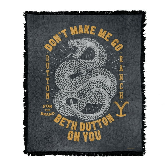 Yellowstone Blanket, 50x60 Yellowstone Beth Dutton Snake Woven Tapestry Cotton Blend Fringed Throw Blanket