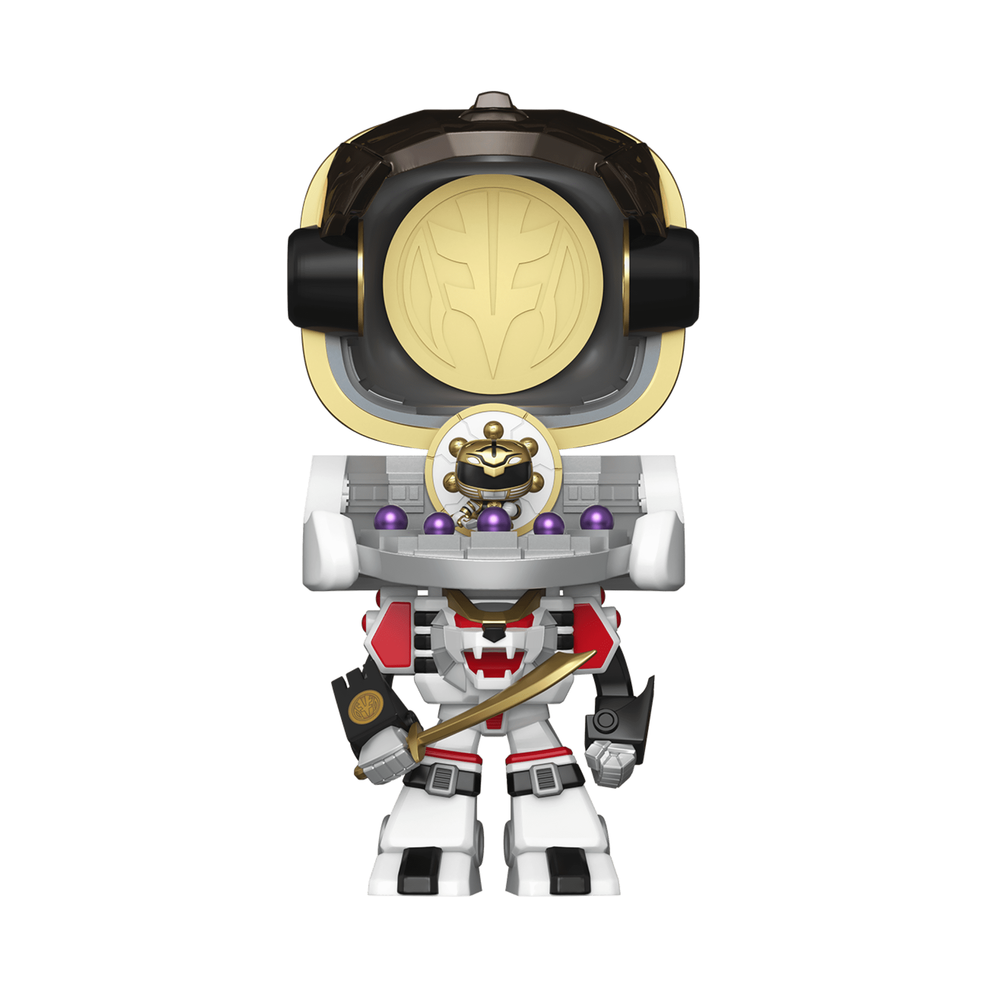Funko Bitty POP Bots: Power Rangers - Tigerzord with White Ranger Collectible Vinyl Mini Figure