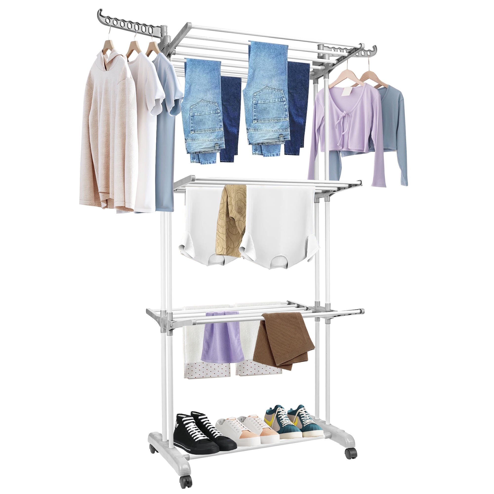 Best Clothes Drying Tall Clothes Horse Heavy Duty W-Frame Bamboo