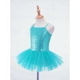 thumbnail image 5 of CHICTRY Girls Ballet Dance Tutu Leotard Dress Shiny Sequins Dance Costume Blue L, 5 of 6
