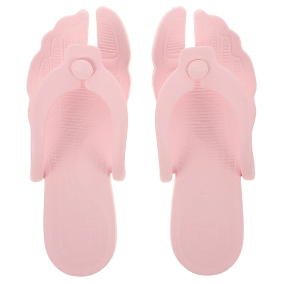 DEEPCRAFF Pink Flat Slippers Non-skid Beach Sandals Portable Folding for Outdoor Activities 1 Pair