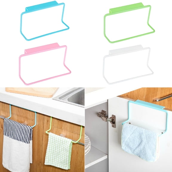 Walbest Over Door No Drilling Towel Rack Bar Hanging Hand Dish Tea Towels Holder Rail, Over Cabinet Storage Rack for Bathroom Kitchen Cabinet Cupboard Hanger Organizer
