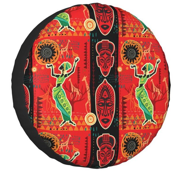 Traditional African Ethnic Design Spare Tire Cover for Prado Pajero 4WD 4x4 RV Car Wheel Protector 14" 15" 16" 17"h