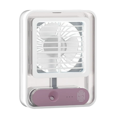 

harmtty 1 Set Cooling Fan USB Charging 1200mAh 3 Levels Adjustable Nano Spray Design LED Portable Air-conditioning Fan for Summer Pink