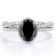 thumbnail image 1 of JeenMata Juego de Bisel Milgrain Diamante Negro Ovalado de 1,5 Quilates Cultivado en Laboratorio y Moissanita: Juego de Boda con Pavé Infinito Retorcido: Baño de Oro Blanco de 18 K sobre Plata, 1 of 6