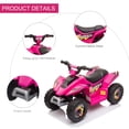 thumbnail image 5 of Aosom 6V Kids ATV 4-Wheeler Ride on Car for 18-36 Months Old Toddlers, Pink, 5 of 9