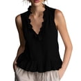 thumbnail image 2 of Holzkary Women's Athletic Tank Tops Ruffle V Neck Peplum Tops Pleated Flowy Hem Blouses Crop Ladies Basic Tank Shirt Tunic Top Flowy Loose Fit Cami Solid Color Work Vests Summer Tops for Women, 2 of 8