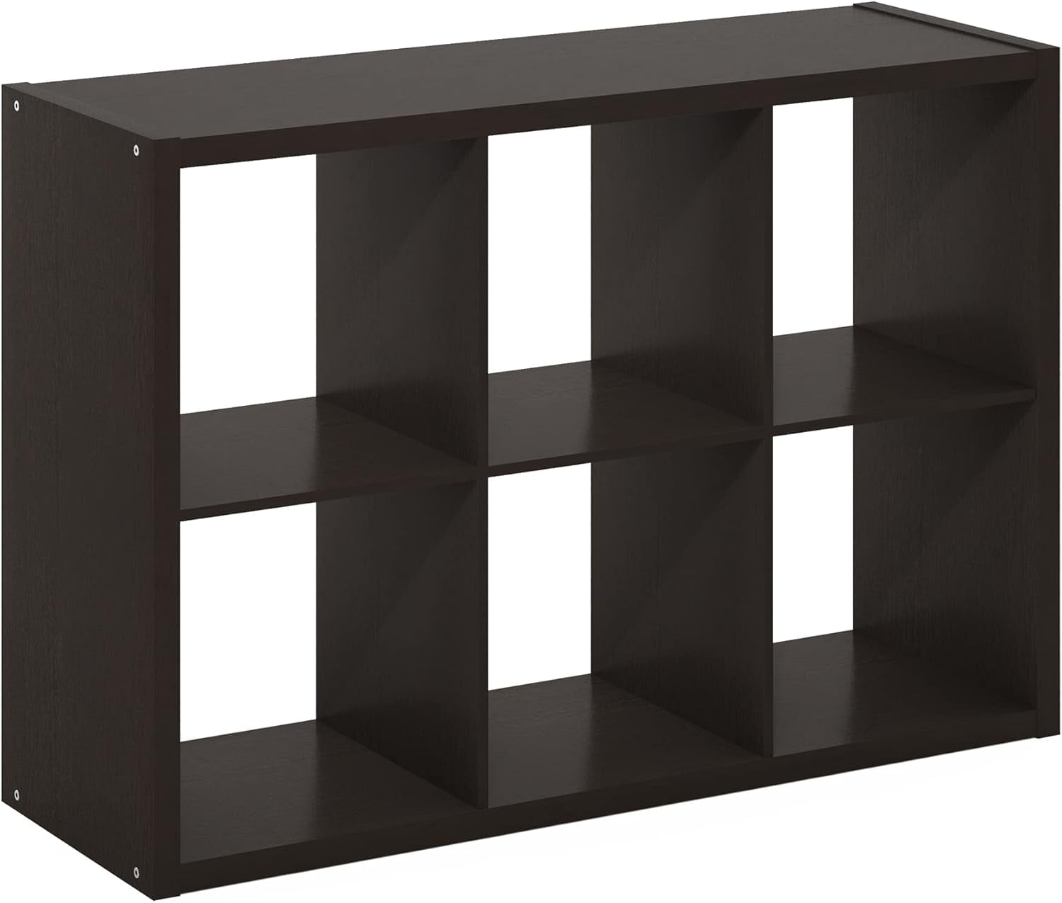 SONGMY Cubicle Open Back Decorative Cube Storage Organizer, 6-Cube, Dark Oak