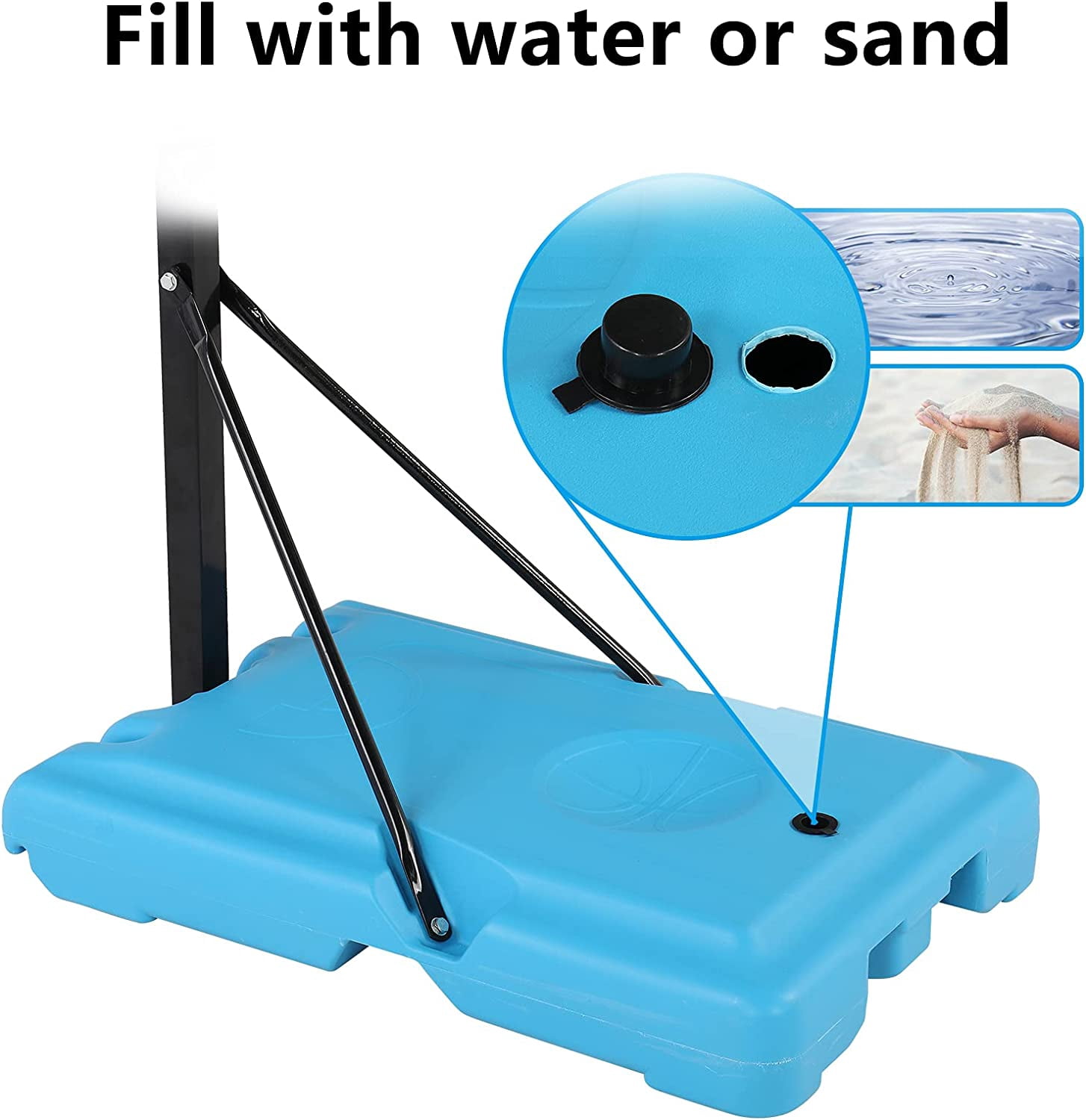 PEXMOR Poolside Basketball Hoop, Adjustable Height Swimming Pool Basketball Hoop System with Upgraded PC Backbord, 2 Basketball Nets, Blue