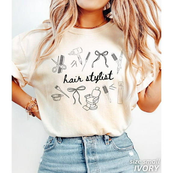 Hair Stylist Shirt, Hair Dresser Tee, Coquette Bow Cosmetology Shirt, Gift for Hairdresser, Cute Gift for Hair Stylist