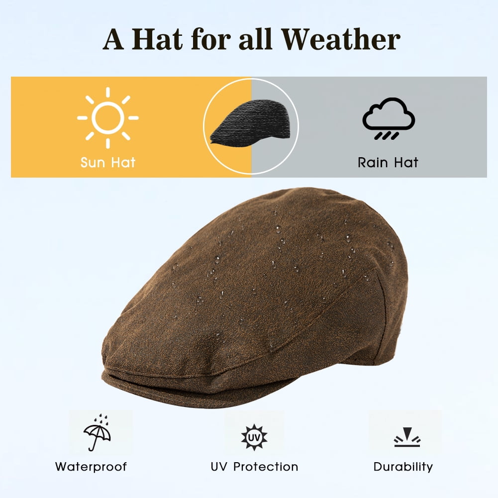 TOP-EX XL/XXL Mens Faux Leather Flat Cap Winter Newsboy Ivy Driving Hat Coffee M/L