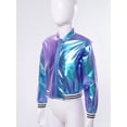 thumbnail image 4 of Riismen Kids Girls Metallic Bomber Jacket Coat Zip Up Outerwear Jazz Hip Hop Modern Dance Top Colorful 12, 4 of 7