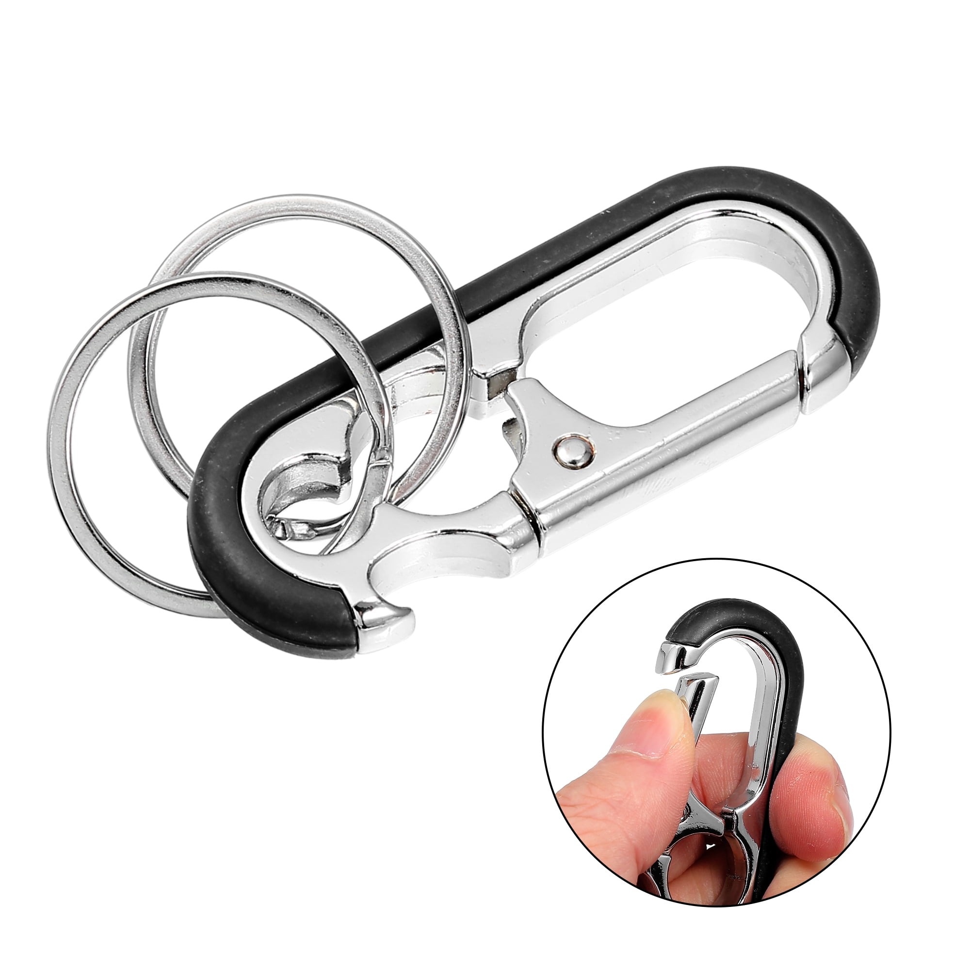 Unique Bargains Car Fob Key Chain Keychain with Double Hoop Black