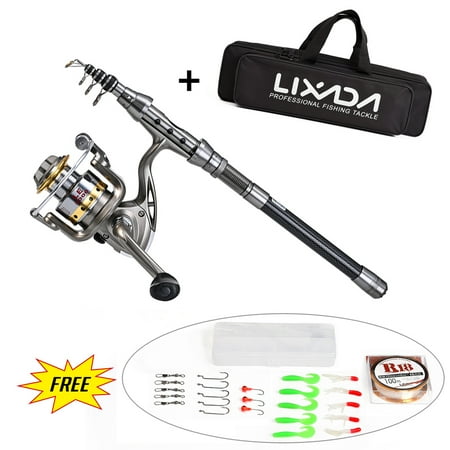 Spinning Rod kit With 100m Line Lures Head And Rod And Reel Set With 100m Line Lures Combo Kit Reel And Carrier Lures Reels And Rod Kit Rod Kit Pole With Carrier Saltwater Freshwater Siuke