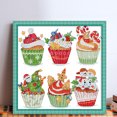 thumbnail image 2 of Kit Punto Cruz Con Cupcakes Navidad Hilo Algodón Ecológico Bordado 11CT 36x35cm, 2 of 9
