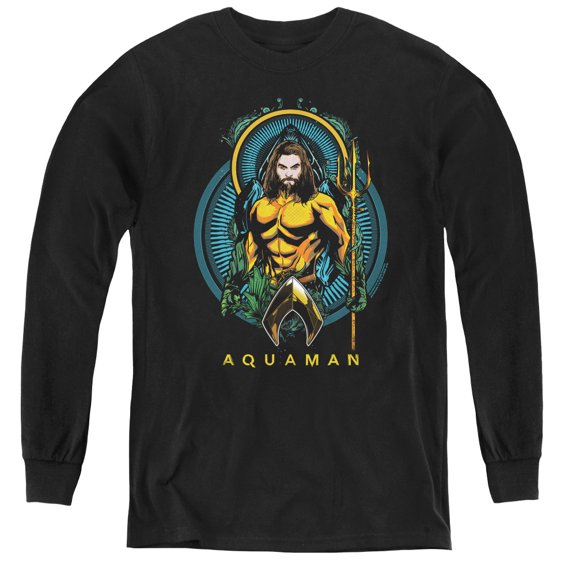 Aquaman Movie - Aqua Nouveau - Youth Long Sleeve Shirt - Medium