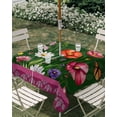 thumbnail image 3 of Square Outdoor Tablecloth with Umbrella Hole Spring Flowers Outside Table Cloth Waterproof Patio Table Cover Purple Boho Farmhouse Botanical Florals Zipper Tablecloths for Picnic Camping 60x60 Inch, 3 of 8