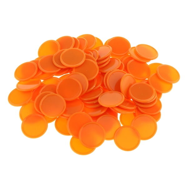 Juego de 100 fichas de póquer para juego de casino, fichas de borde cóncavo, naranja Sunnimix fichas de bingo