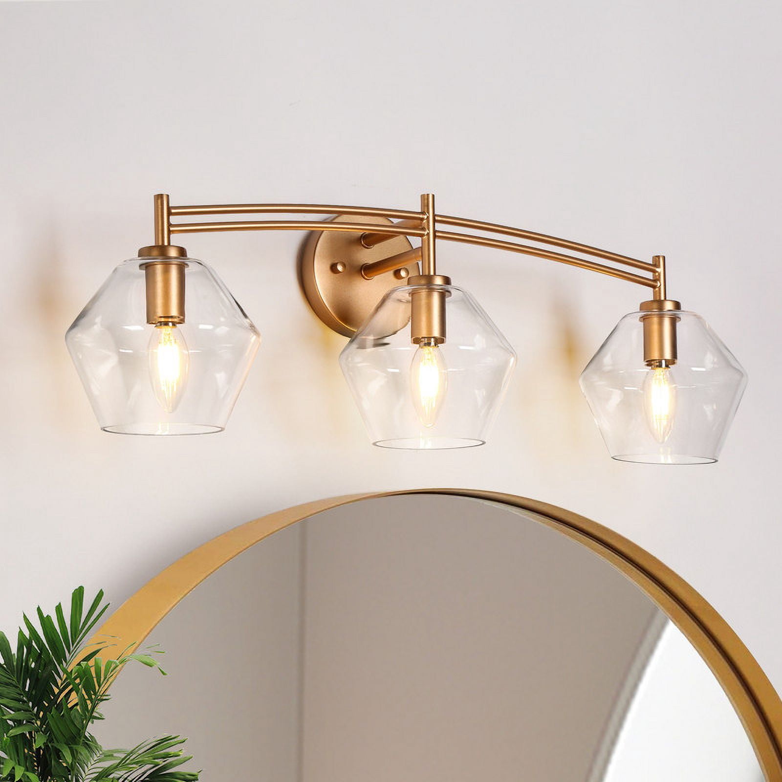 LNC Bravaputra 26-in 3-Light Matte Gold LED Modern/Contemporary Vanity Light Bar