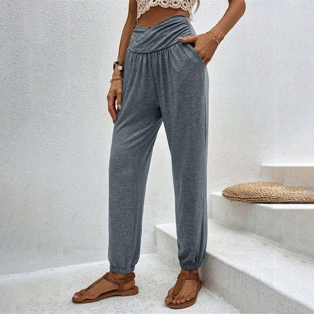 Womens Yoga Sweatpants Loose Workout Harem Joggers Casual Comfy Lounge  Pajama Pants Trousers with Pockets