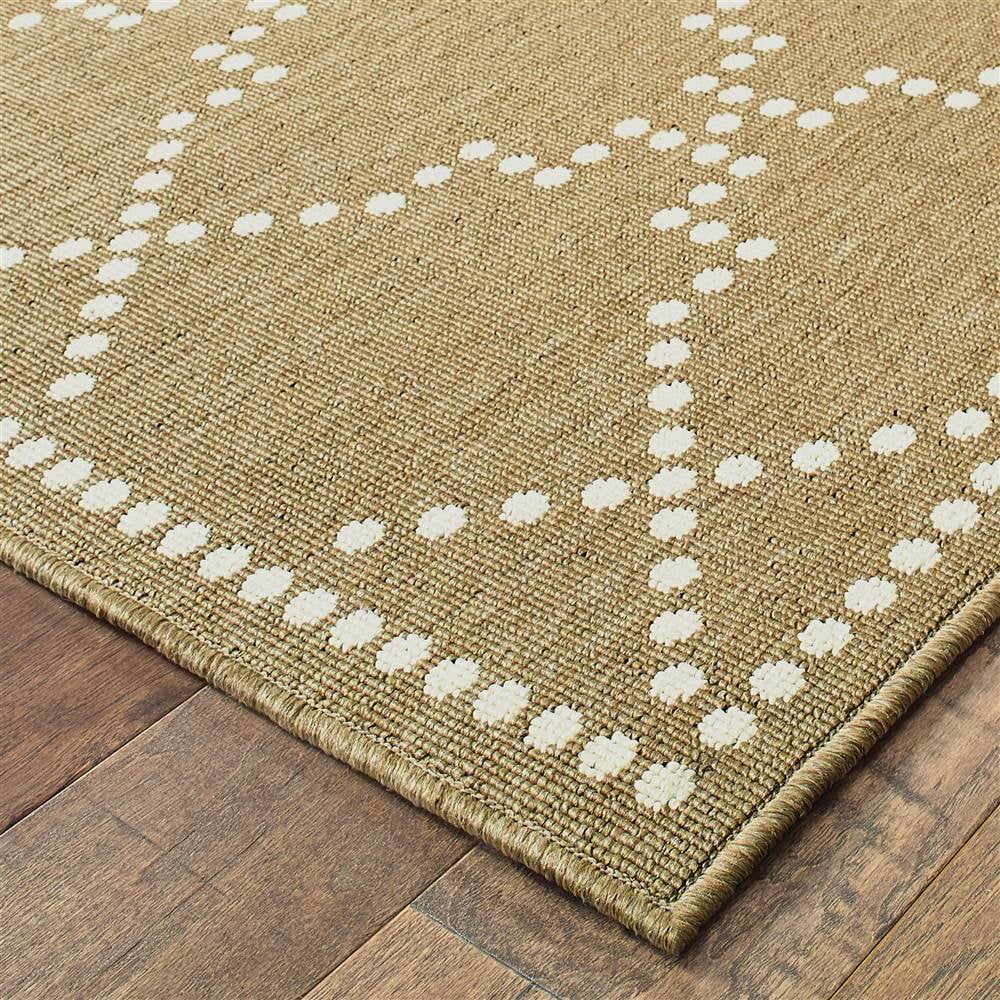 Oriental Weavers Marina Area Rug 7765Y Outdoor Tan Angled Crosshatch