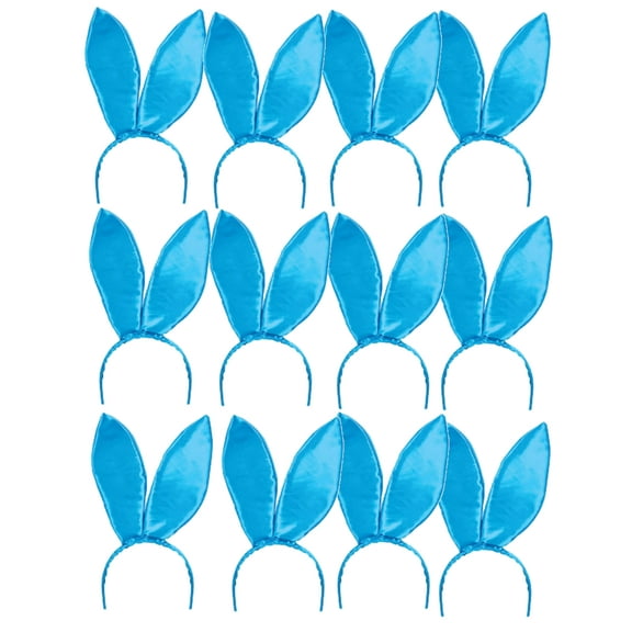 Set Of 12 9.5" Blue Satin Easter Bunny Rabbit Costume Ears Costume Accessories