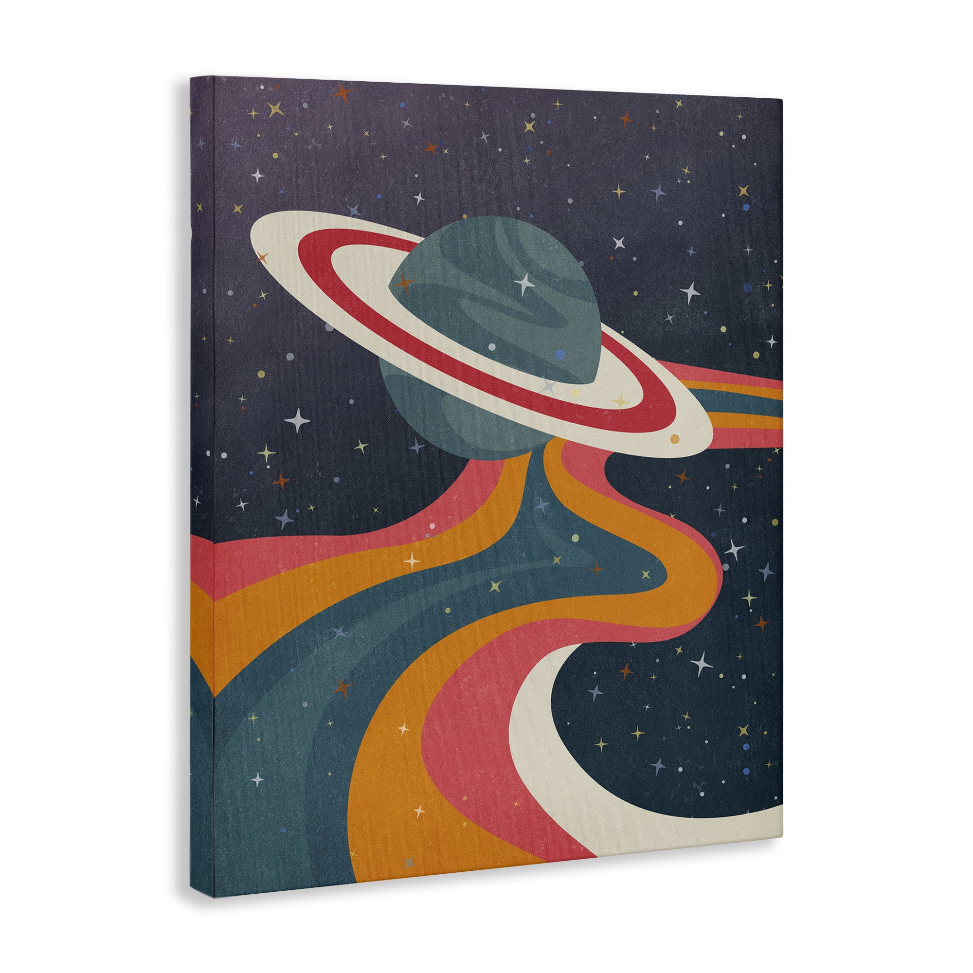Stupell Industries Retro Space Planet Astrology & Stars Painting Wrapped Canvas Art Print Wall Art, 24 x 30