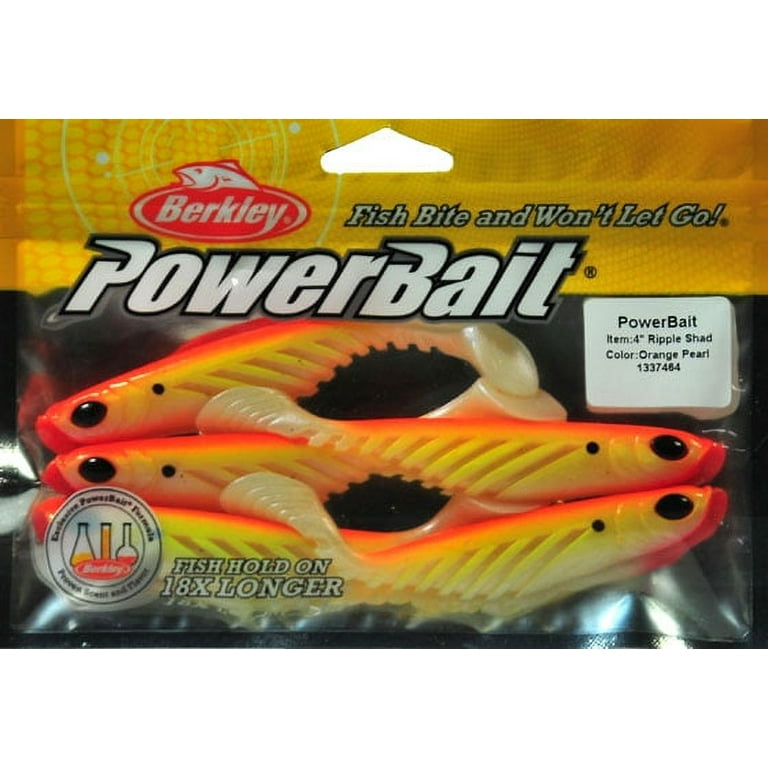 Berkley PowerBait Ripple Shad Fishing Bait, Orange Pearl, 4in | 10cm