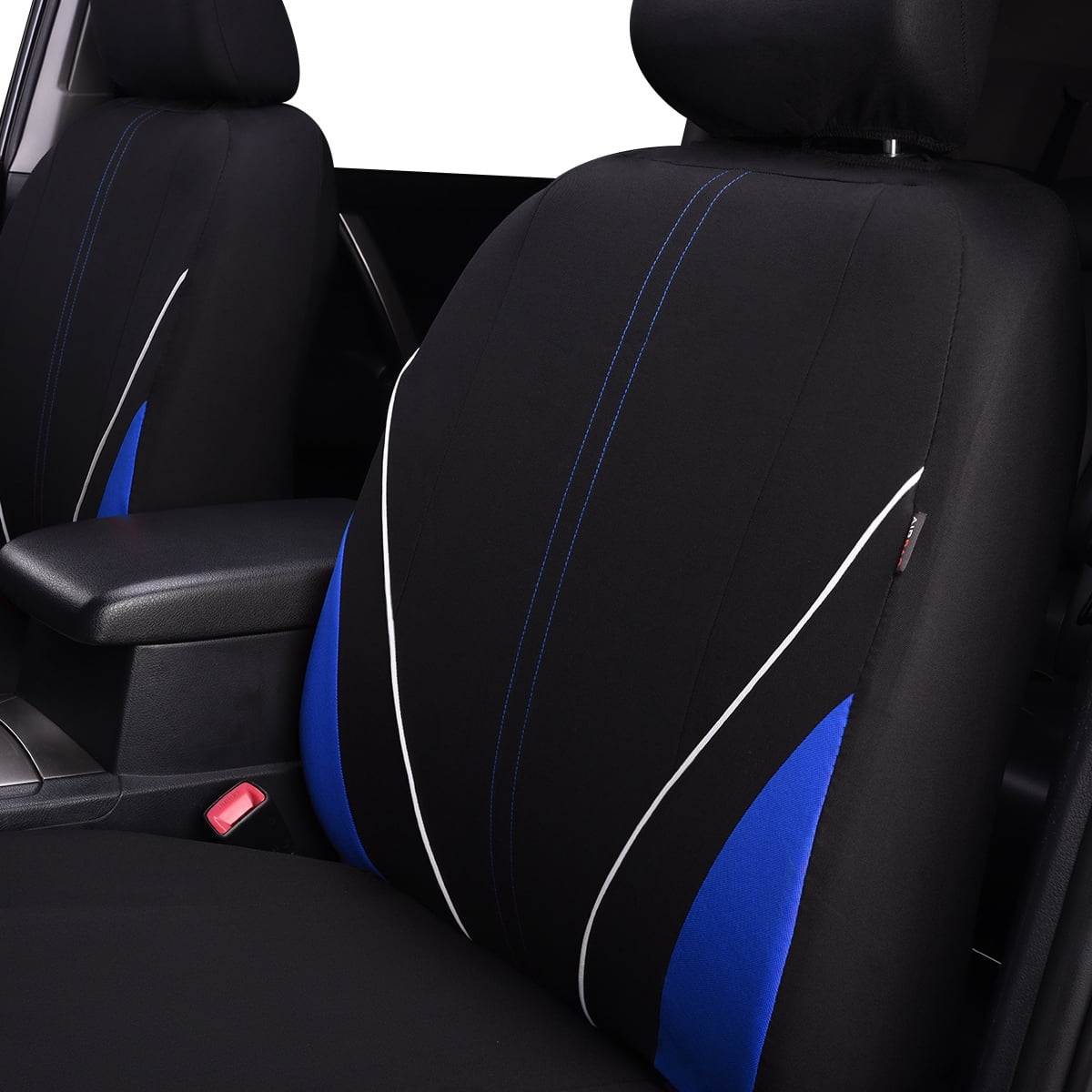 Flying Banner Car Seat Covers Front Rear Full Set Protectors Auto Interior Car Accessories Rear Bench Split 40/60 50/50 60/40 Piping Sporty Blue Black
