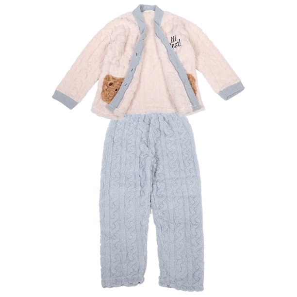 1 juego de pijamas Kawaii súper suaves y cálidos para mujer, conjunto de pijama de algodón con dibujos animados para otoño e invierno, ropa de dormir de moda para niñas, pijamas cómodos.