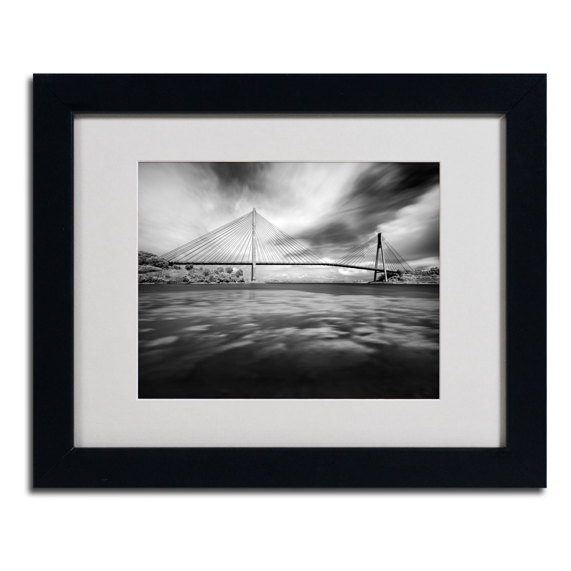 Matted art under acrylic in a black frame