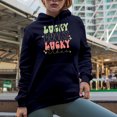 thumbnail image 2 of Lucky, Lucky, Lucky Vibes, Groovy Text, St. Patrick's Day Merch Gift, Navy Blue Hooded Sweatshirt or Hoodie, 3XL, 2 of 5