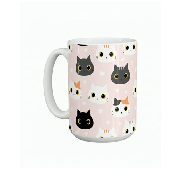 Taza de cerámica 445 ml diseño cute de gatos