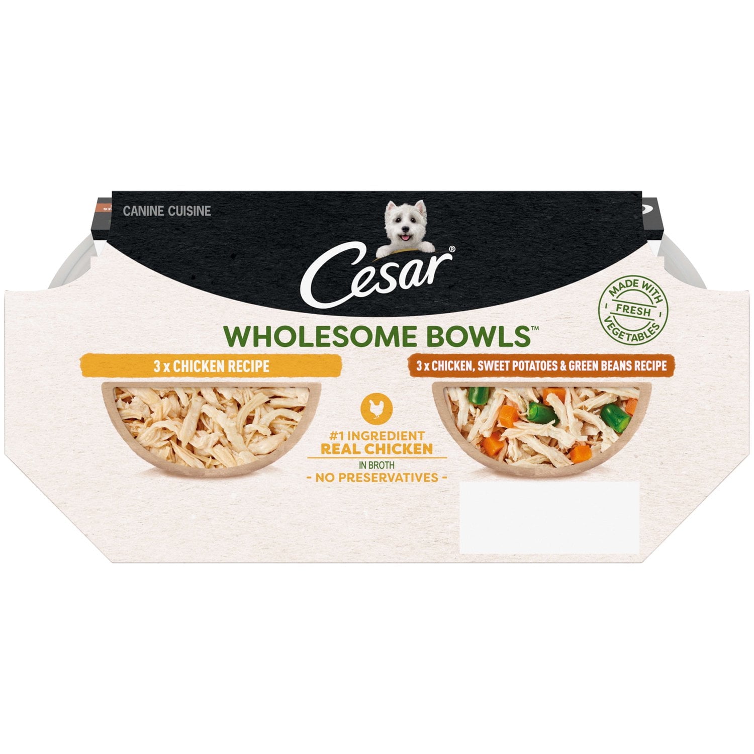 (2 pack) Cesar Wholesome Bowls Broth Wet Dog Food Variety Pack, 3 oz Bowls (6 Pack)