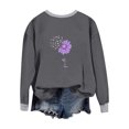 thumbnail image 3 of Uootdi Womens Cute Print Daily Long Sleeve Shirts Round Neck Letter Graphic Sweatshirt Pullover Relaxed Fit Pullover Fall Clothes Gift, 3 of 6