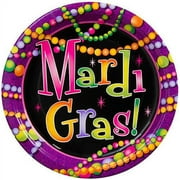 9" Mardi Gras Beads Paper Dinner Plates, 8ct