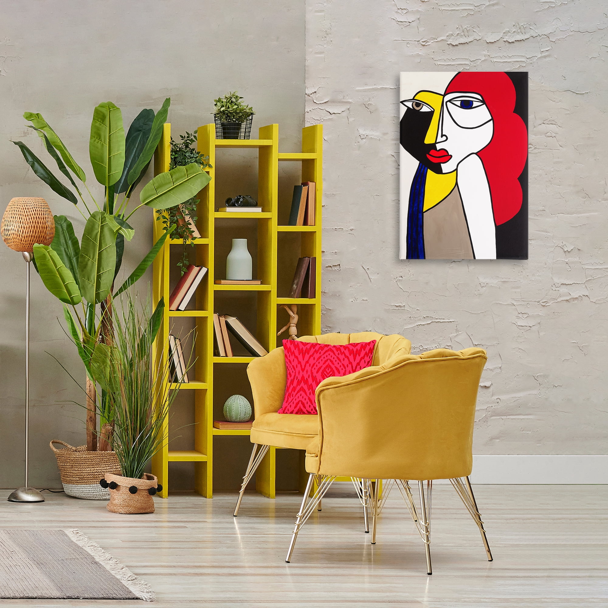 Stupell Industries Her Abstract Cubism Face People Painting Wrapped Canvas Art Print Wall Art, 20 x 30