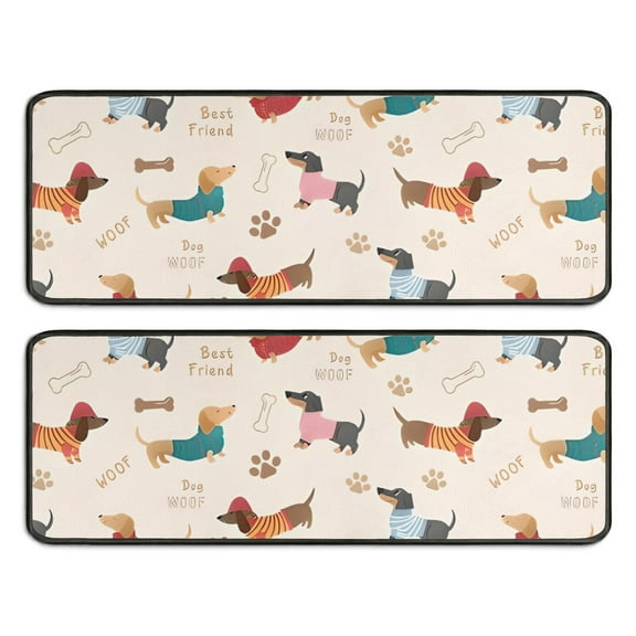 Kitchen Rugs Sets Of 2,Dachshund Anti Fatigue Kitchen Mat Rugs Non Slip Washable,Decorative Kitchen Floor Mats for Kitchen,Sink,Laundry,17"x47" 17"x47"