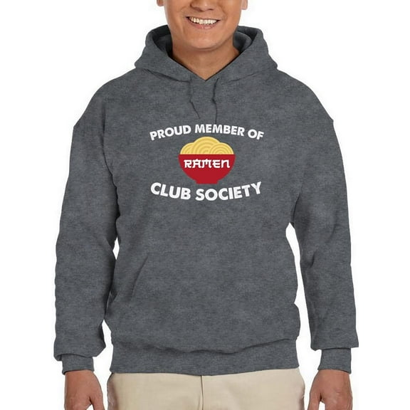 Smartprints Mens Graphic Hoodie Dark Heather - Ramen Club Society Art Cotton Blend Regular Fit