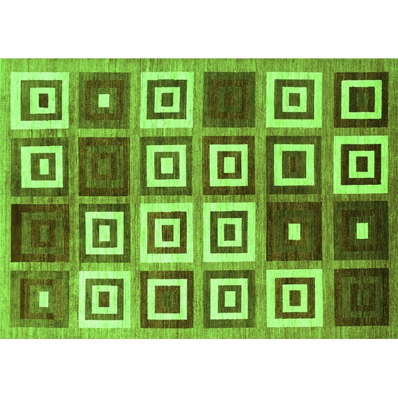 Ahgly Company Indoor Rectangle Abstract Green Contemporary Area Rugs, 3' x 5'