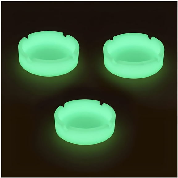 ACDANC 3 Pack Luminous Silicone Ashtray Premium Silicone Rubber High Temperature Heat Resistant Round Design Ashtray Durable Glow in Dark