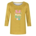 thumbnail image 4 of BiZtdJrK 3/4 Length Sleeve Womens Tops 2025 Easter Cute Rabbit Graphic Tees Shirt Casual Loose Fit Crewneck Pullover Blouses Yellow XXL Clearance, 4 of 5