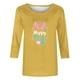 thumbnail image 3 of Mujeres 3/4 Manga Tops Impresión Casual Cuello Redondo Camiseta Top Blusa, Poliéster Toda la Temporada, 3 of 4